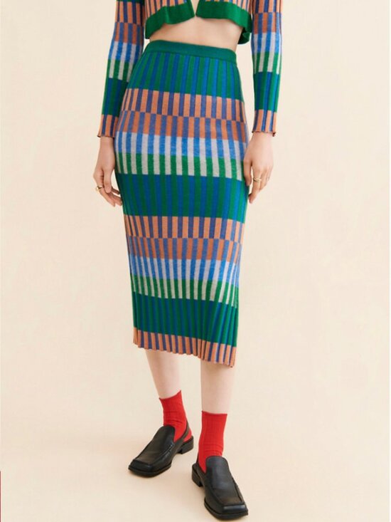 Find Me Now Dresses & Skirts - Nuuly x Find Me Now Colorblock Knit Midi Skirt | Size Medium